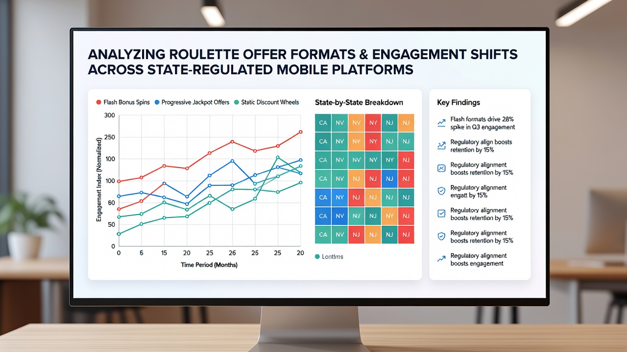 Mobile roulette engagement metrics and offer format correlations across states