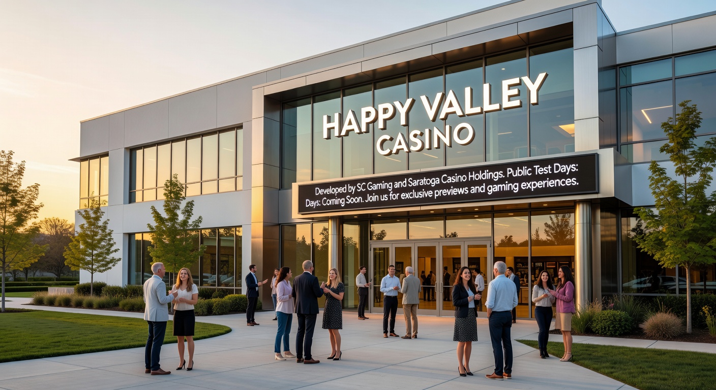 Interior mockup of Happy Valley Casino floor plan, highlighting slots and community benefit signage