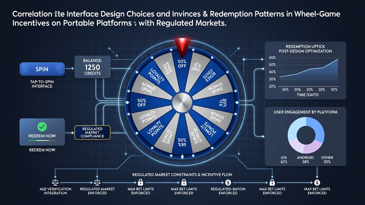 Portable device displaying wheel-game incentive interface in a regulated mobile casino environment