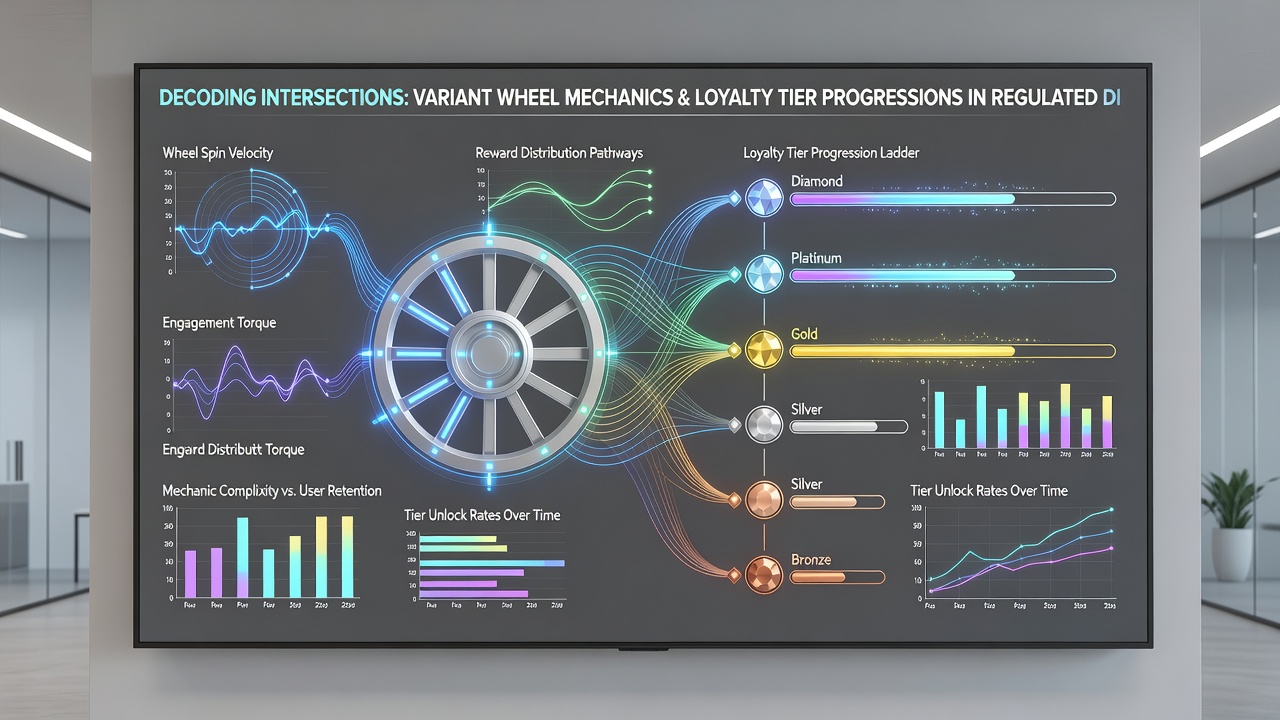 Analytics dashboard displaying loyalty tier progression charts linked to different roulette wheel variants and player retention metrics