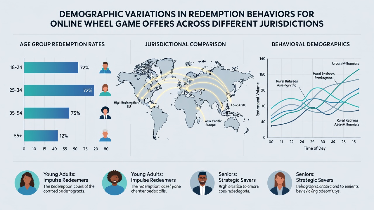 Map illustrating redemption rate variations for wheel game offers across U.S. states, European countries, and Australian territories as of mid-2026