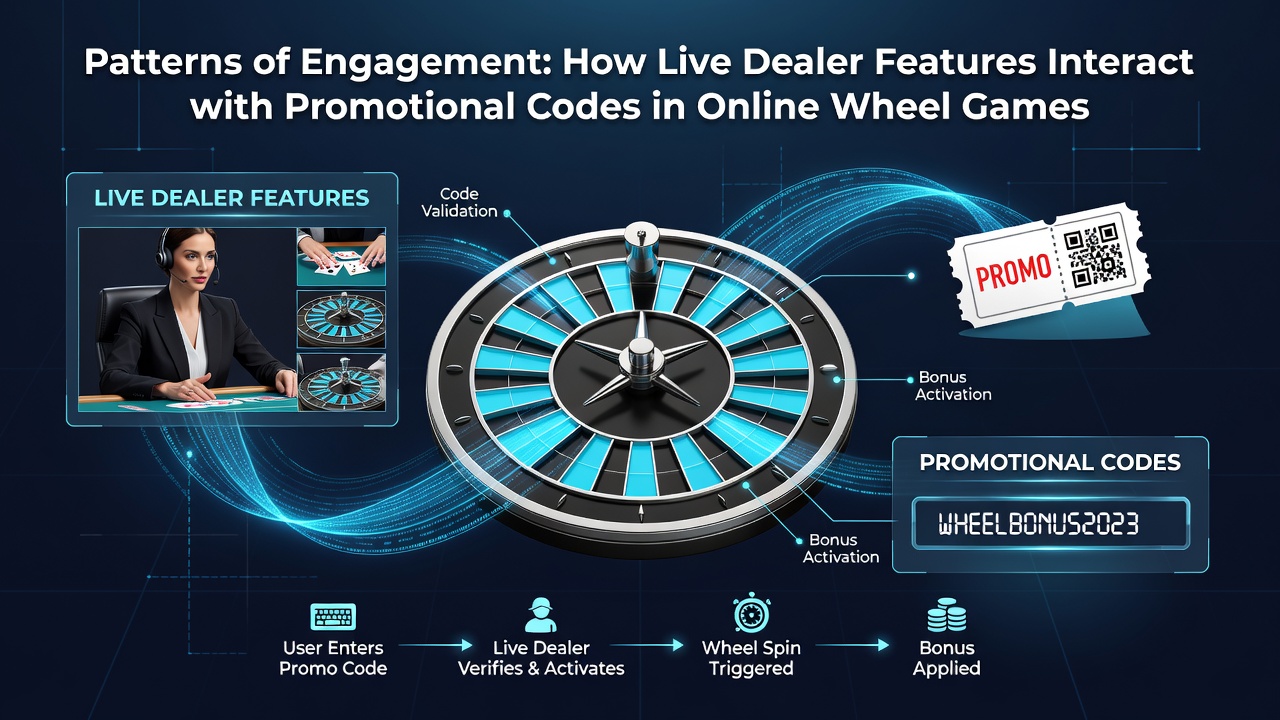 Analytics dashboard displaying engagement metrics for live dealer wheel games tied to promotional code redemptions across devices