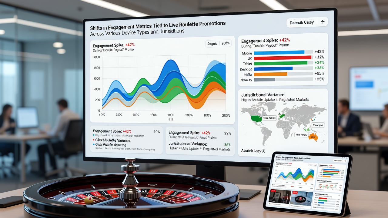 Chart displaying jurisdiction-by-jurisdiction comparison of live roulette promotion engagement on different devices as of July 2026